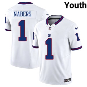 Youth Throwback NYG #1 Embroidery White Malik Nabers Jerseys 188497-114
