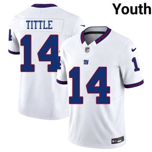 Youth Y.A. Tittle White Game Throwback #14 NYG Jerseys 504756-106